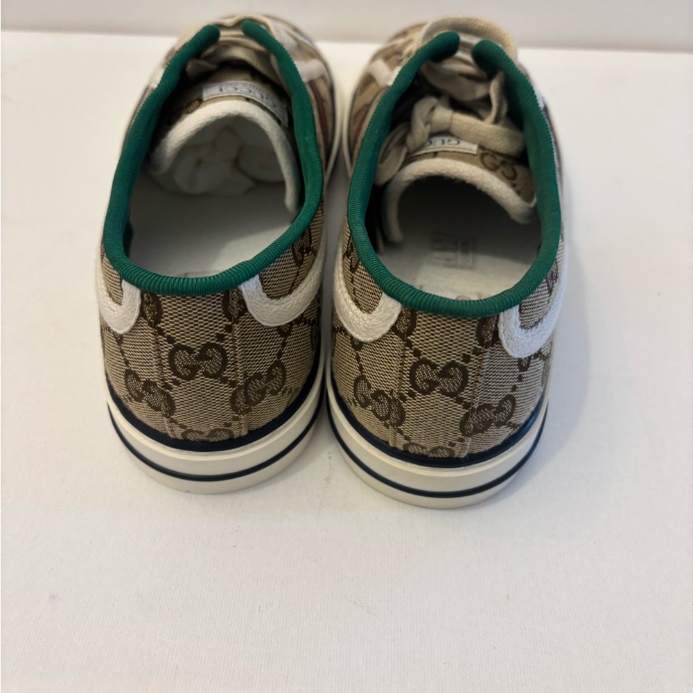 Gucci Beige and Green Logo Sneakers plateform - Picture 5 of 11